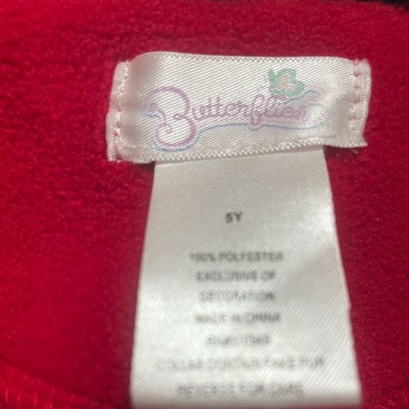 Girls Dress/Holiday Jacket with bow enclosures. Red and black. - Picture 3 of 3